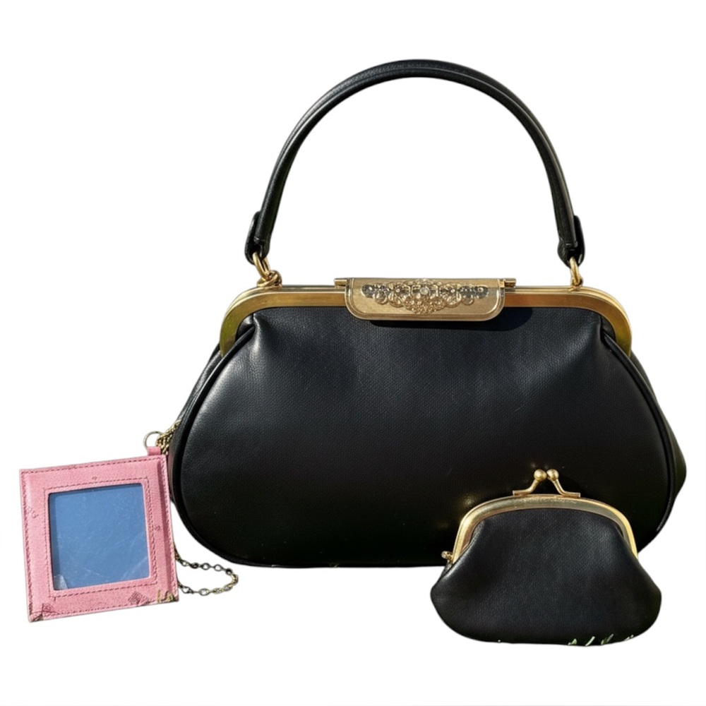 Necessary Objects Elegant Black Handbag With Gold… - image 1